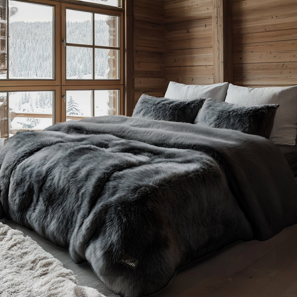 Cozy faux fur throw blanket for couch and bed