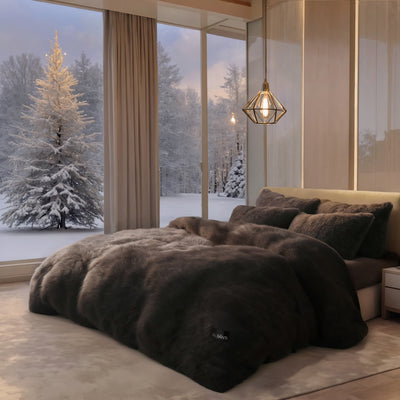 Hotel-inspired CYRA velvet bedding set with cozy luxury feel