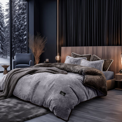 Warm cozy Amorgos velvet bedding set designed for comfortable sleep